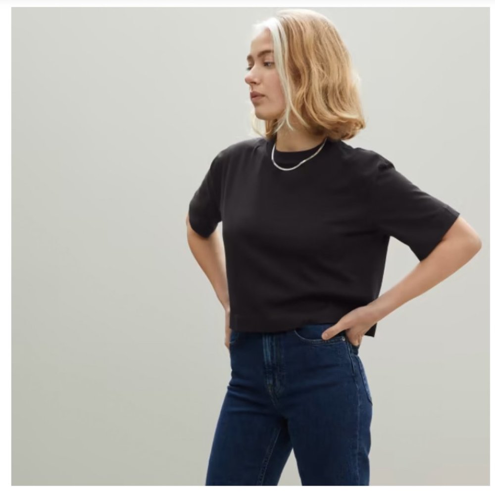 EVERLANE Black Organic Cotton Cropped Tee